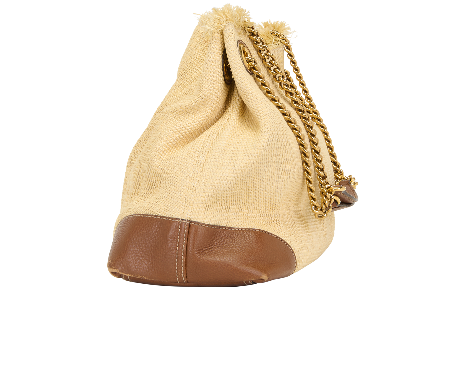 Soho Chain Shoulder Bag, &pound;750, Handbags, Beige/Brown, Leather/Straw, Bottom view